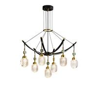 YRYRYW G9 Nordic all Copper Light Luxury Crystal Chandelier,Creative Personality Chandelier,Bar Living Room Bedroom Dining Room Sample Light-Black And Copper 7t Household faucets