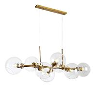 YRYRYW Industrial Metal Creative 110cm Chandelier,E27 Lamp Holder Hanging Light Suitable for Dining Room Living Room,Glass Chandelier-8 Head of Gold Transparent lampshade Household faucets