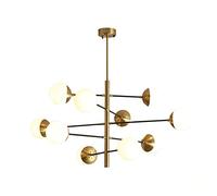 YRYRYW Industrial Pendant Light Fixture for Kitchen Dining Room Living Room Foyer,LED Chandelier Lighting Chandelier with Globe Glass Shade-Gold. 10 Head Household faucets