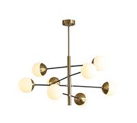 YRYRYW Industrial Pendant Light Fixture for Kitchen Dining Room Living Room Foyer,LED Chandelier Lighting Chandelier with Globe Glass Shade-Gold. 8 Head Household faucets