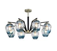 YRYRYW Industriale Oro Durante Il lampadario di Sputnik in Vetro Azzurro, Lampada a soffitto E27 Semi-Filo per la Sala da Pranzo-Nero e Oro 8t Household faucets