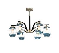 YRYRYW Industriale Oro Durante Il lampadario di Sputnik in Vetro Azzurro, Lampada a soffitto E27 Semi-Filo per la Sala da Pranzo-Nero e Oro 6t Household faucets