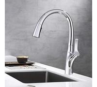 YRYRYW Kitchen Faucet Chrome Stream Handle Kitchen Faucet Tap Rotation Mixer Swivel Pull out Sink Sprayer Single Hole Household faucets