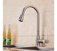 YRYRYW Kitchen Faucet High Arch Kitchen Sink Faucet Brushed Nickel Hot Cold Crane Pull out Rotation Stream Spray Mixer Tap Deck Mounted Household faucets
