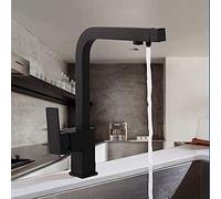 YRYRYW Kitchen Sink Faucet Mixer Seven Letter 360 Degree Rotation Water Purification Tap Black Dual Handle Faucets Household faucets