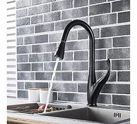 YRYRYW Kitchen Tap Kitchen Faucets Black Mixer Water Tap Single Handle Pull out Single Handle Hot Cold Water Mixer Tap 360 Rotation Household faucets
