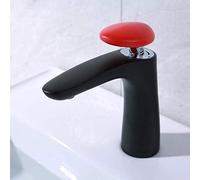 YRYRYW Kitchen Taps Black Bathroom Basin Faucet with Red Round Handle Faucet Bathroom for Bathtub Cold Water And Hot Water Mixer Taps Household faucets