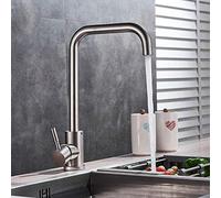 YRYRYW Kitchen Taps Brushed Nickel Turning Neck Sink Faucet Single Lever Swivel Spout Bathroom Kitchen Mixer Tap One Hole Stainless Steel Faucet Household faucets