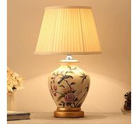 YRYRYW Lamp Bedside Lamp Flower Ceramic Table Lamp Bird Hand-Painted Bedroom Study Hotel Villa Bedside Light Fabric Lampshade Ornaments Ceramic Table Lamp Lamp Household faucets
