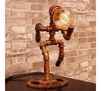 YRYRYW Lamp Bedside Lamp Retro Loft Table Lamp Creative Running Man Robot Desk Light Steampunk Water Pipe Night Light E27 Wrought Iron Desktop Lamp Bedroom Bedside Lantern Lamp Household faucets