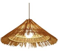 YRYRYW Lamp Boho Natural Rattan Dining Room Pendant Light Home Decoration Rustic Farmhouse Hand Woven Straw Hat Wicker Kitchen Island Hanging Lamp Retro Coast Chandelier for Living Room Dining Table