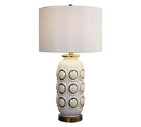 YRYRYW Lamp Ceramic Table Lamp American Country Ceramic Table Lamp European Cozy Bedroom Bedside Lamp White Fabric Drum Shade Decor Desk Light for Any Room in Home Lamps Lamp Household faucets
