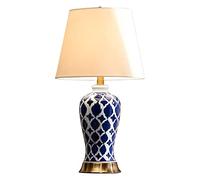 YRYRYW Lamp Ceramic Table Lamp Chinese Jar Table Lamps Blue Porcelain White Fabric Drum Shade Decor Desk Light for Living Room Bedside Nightstand Table Light Lamps Lamp Household faucets