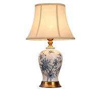 YRYRYW Lamp Ceramic Table Lamp Traditional Asian Chinese Table Lamp, Desk Lamp Fabric Shade Decor for House Bedside Nightstand Home Office Entryway Family，54cm Lamps Lamp Household faucets