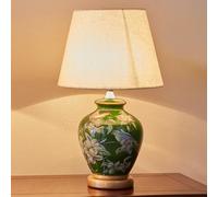 YRYRYW lamp Dark Green Ceramic Table Lamp Bird Flower Blue Porcelain Oriental Table Lamp Rustic Chinese Bedside End Lamp Farmhouse Retro Floral Desk Nightstand Lamp for Bedroom Living Room Home Office