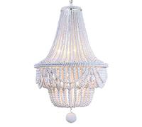 YRYRYW Lampada da Perle in Legno Caldo Romantico Francese, lampade per Decorazioni per Sala da Pranzo della Sala da Pranzo, E14 Arte in Legno retrò Bohemia lampadario-Altezza Bianca 50 * 80ｃｍ