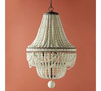 YRYRYW Lampada da Perle in Legno Caldo Romantico Francese, lampade per Decorazioni per Sala da Pranzo in Sala Principessa, e14 Arte in Legno retrò Boemia lampadario-recinto Bianco 50 * 80ｃｍ Household