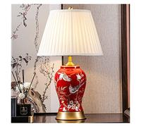 YRYRYW Lampada da Tavolo in Ceramica Lampada Rossa Fiore e Uccello glassata da Tavolo da Tavolo da scrivania in Ceramica Lampada Lampada da Comodino da Comodino per Camera da Letto per la Camera da