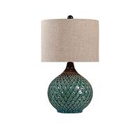 YRYRYW Lampada da Tavolo per scrivania lampade Verdi retrò Ceramica da Comodino lampade da Comodino con Tessuto paradiglione lampade per Il Comodino Crack Americano per Home Office, Lampada da