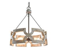 YRYRYW Lampada del lampadario della fattoria, lampadario a tamburo in legno Finitura grigia dipinta a mano per soggiorno da pranzo Camera da letto Cucina Isola Isola Re-Retro per fare il vecchio 50 cm