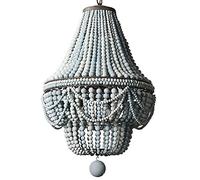 YRYRYW Lampada per Perle in Legno Caldo Romantico Francese, lampade per Decorazioni per Sala da Pranzo della Sala da Pranzo, E14 Arte in Legno retrò lampadario-Grigio-Grigio e Arancione 50 * 80cm