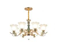 YRYRYW Lampadari di Ceramica E27, Atmosfera di Lusso concisa lampadari Europei, lampade Sala da Pranzo, Soggiorno Villa lampade per Camera da Letto-Ceramica.Glass.Gold 8 Testa Household faucets