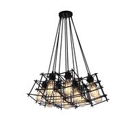 YRYRYW Lampadario Nordic Creative Retro retrò, lampadario Industriale E27 American Country, Loft Shop Bar Restaurant Abbigliamento Abbigliamento Black Black Combinazione Appedisci Modello 8 Testa