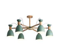 YRYRYW Legno Classico Durante la Luce Industriale a soffitto Regolabile Industriale Illuminazione Interno, lampadario E27 a LED Contemporaneo di Sputnik, lampadario in Legno Massiccio Verde 6 Testa 6