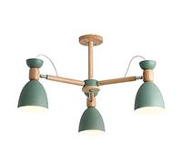 YRYRYW Legno Classico Durante la Luce Industriale a soffitto Regolabile Industriale Illuminazione Interno, lampadario E27 a LED Contemporaneo di Sputnik, lampadario in Legno Massiccio Verde 3 Testa 3