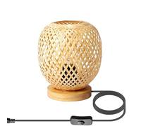 YRYRYW Light Rattan Table Lamp Bedside Light Boho Wicker Nightstand Lamp, Desk Lights End Table Lighting Fixture Column Table Lamps for Bedroom Living Room Restaurant Decor Light Household faucets