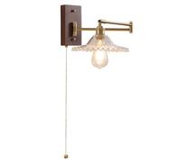 YRYRYW Light Retro Wall Sconce Swing Arm Wall Lamp with in Cord Bedside Wall Mount Light Sconces Wall Lighting Ribbed Glass Shade Wall Lamps for Bedroom Living Room Dressing Table Light Household