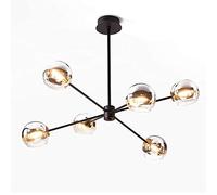 YRYRYW Living Room Bedroom Dining Room, European Glass New Chandelier,G9 Creative Personality Magic Bean Molecule Chandelier-Smoke Gray 6 Head Household faucets
