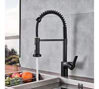 YRYRYW Matte Black Pull out Spring Kitchen Faucet Single Handle Mixer Tap 360 Rotation Hot Cold Mixer Kitchen Tap Mixer Household faucets