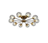 YRYRYW Molecole di Fagioli magici Rotondi Molecole Luce soffitto, Lampada a soffitto a Filo con Vetro fumoso Classico Black Black Sputnik Pendente Luce per Soggiorno, E14 Mid Century Clear Light 10