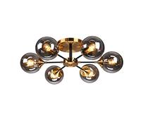 YRYRYW Molecole di fagioli magici rotondi Molecole Luce soffitto, lampada a soffitto a filo con vetro fumoso classico Black Black Sputnik Pendente Luce per soggiorno, E14 Mid Century lampadario-SOOT 6