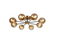 YRYRYW Molecole di Fagioli magici Rotondi Molecole Luce soffitto, Lampada a soffitto a Filo con Vetro fumoso Classico Black Black Sputnik Pendente Luce per Soggiorno, E14 Mid Century Chandelier-Amber