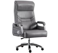 YRYRYW Sedia da Ufficio direzionale in Vera Pelle, Sedia da scrivania ergonomica, Comoda Sedia da Computer per la casa, Sedia operativa Girevole con Schienale e Altezza Regolabili, Grigio Fumo-Taglia