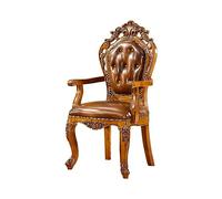 YRYRYW Sedia per Il Tempo Libero in Pelle retrò, Sedia da Pranzo Americana intagliata in Legno massello con braccioli, comode sedie da Ufficio per la casa, Sedia da scrivania Household faucets