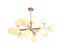 YRYRYW Soggiorno per la sala da pranzo, atmosfera illuminazione di lusso in legno massiccio, lampadario di vetro e27 crema nordica, molecola di magia creativa lampadario bianco-morbido bianco 16 testa