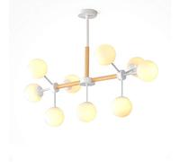 YRYRYW Soggiorno per la Sala da Pranzo, Atmosfera Illuminazione di Lusso in Legno Massiccio, lampadario in Vetro e27 Crema nordica, Molecola di magia Creativa lampadario Bianco-Morbido 9 Testa