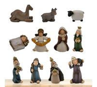 YRYRYW Statuette del presepe di Natale, Artigianato in Resina con Scena di Nascita di Gesù da Tavolo Piccola da 11 Pezzi | Decorazione Artistica del presepe di Natale per la Scuola, la Chiesa, Il