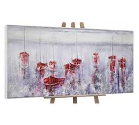 YS -Art Astratto Pittura Acrilica su Tela Dipinta a mano Porto Silenzioso Murales Soggiorno Moderno Barche a vela in acqua Decorazione Casa Immagini Vera Arte con Cornice 200x100 cm