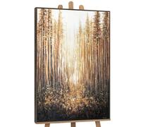 YS-Art Bellissimi Dipinti Acrilici colorati su Tela con Cornice Foresta splendente Colorato Dipinto a mano con oro quadro da parete Soggiorno Arredamento Moderno per la casa vera arte 140x100 cm