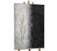 YS -Art Modern Minimalista Acrilico Dipinto su Tela Astrazione con Bianco e Nero Dipinto a Mano Immagini con Cornice Murale Soggiorno Ufficio Moderno Arredamento Casa 140x100 cm