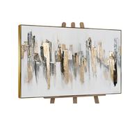 YS-Art Pittura acrilica di lusso su tela Ritmi della città dipinto a mano quadro murale decorazione moderna per la casa skyline astratto immagine vera opera d'arte 140x100 cm