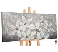 YS-Art Pittura acrilica su tela dipinta a mano Fantasia floreale Soggiorno arte astratta moderna Arredamento del salotto in grigio e oro 200x100 cm