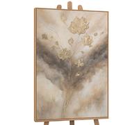 YS -Art Pittura Acrilica su Tela Fiore con Oro con Cornice Belle Immagini Dipinte A Mano Murale Soggiorno Moderno Arredamento Casa Vera opera d'arte 140x100 cm