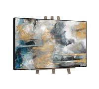 YS-Art Quadro con Cornice moderna arte astratta moderna Frammenti d'oro Dipinto quadri da parete toni dell'oro blu e dell'argento 140x100 cm