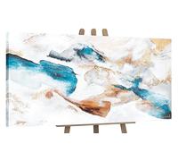 YS-Art Quadro Dipinto a Mano - Astratto Blu Oro, Acrilico Moderno Materico