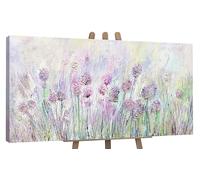 YS-Art Quadro Dipinto a Mano - Prato di Lavanda Astratto, Floreale